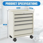 Medical Carts with Wheels and 5 Drawers, 13"D x 24.5"W x 29"H - Stainless Steel Top