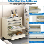 Medical Carts with Wheels and 5 Drawers, 13"D x 24.5"W x 29"H - Stainless Steel Top