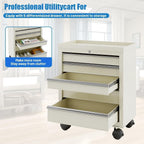 Medical Carts with Wheels and 5 Drawers, 13"D x 24.5"W x 29"H - Stainless Steel Top