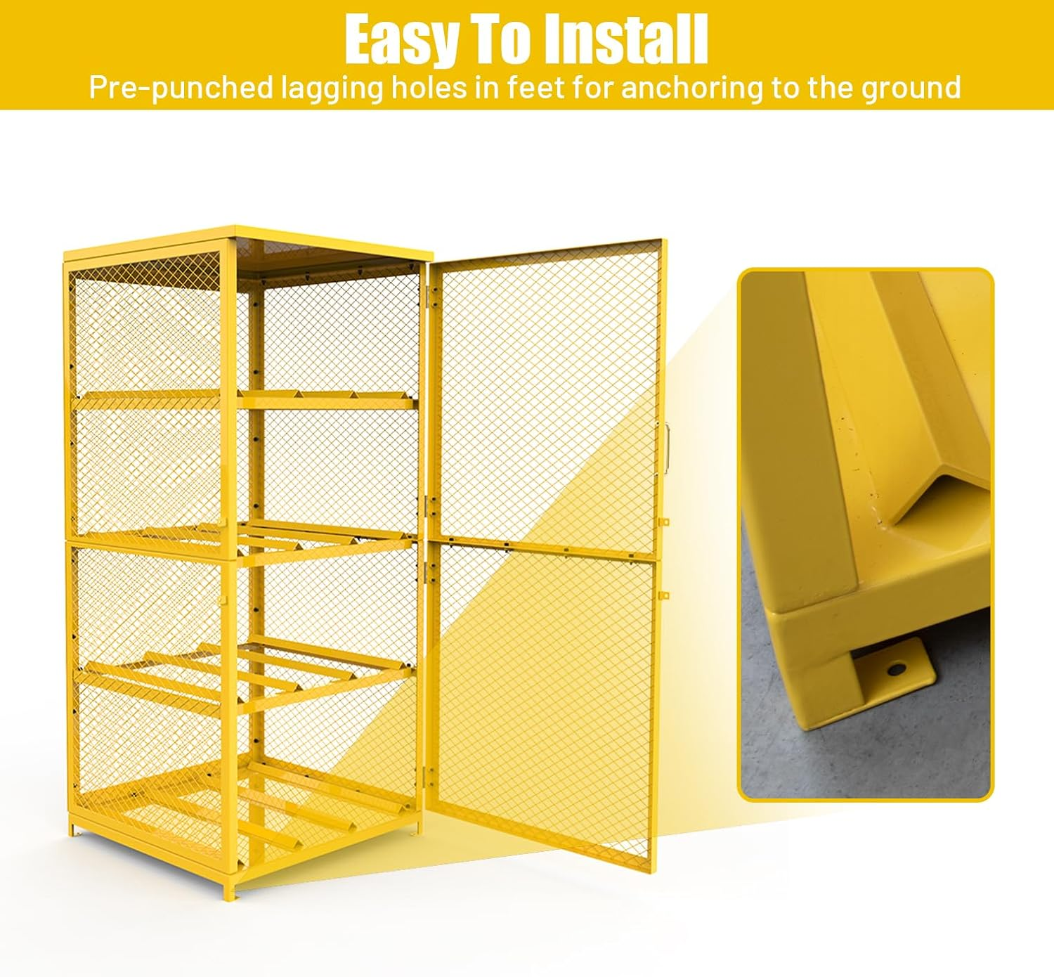 8-Cylinder Propane Tank Storage Cage, 30" L x 30" W x 71.7" H, Lockable Steel Cabinet