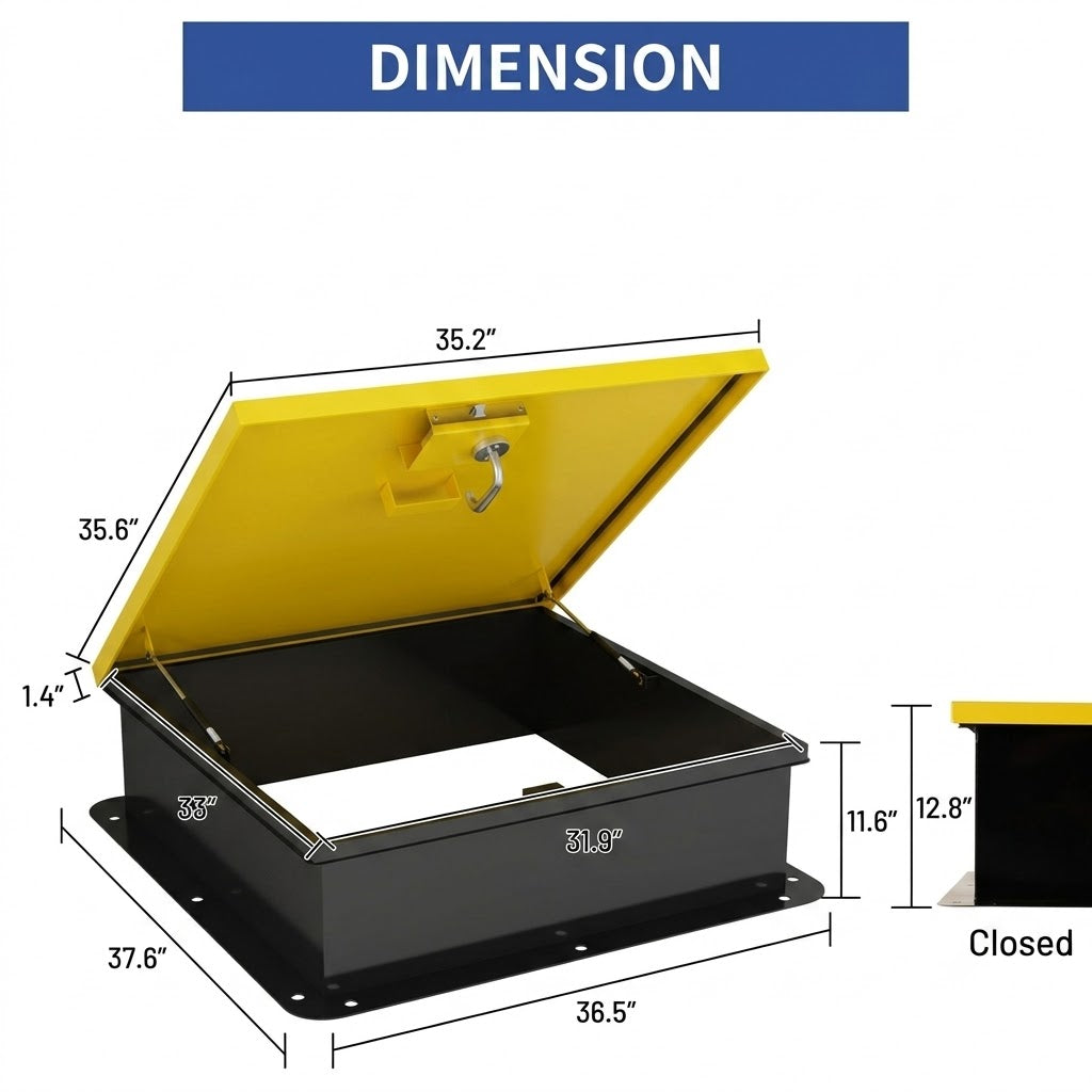 37" x 36" Roof Access Hatch, Roof Steel Security Door, Fully Welded