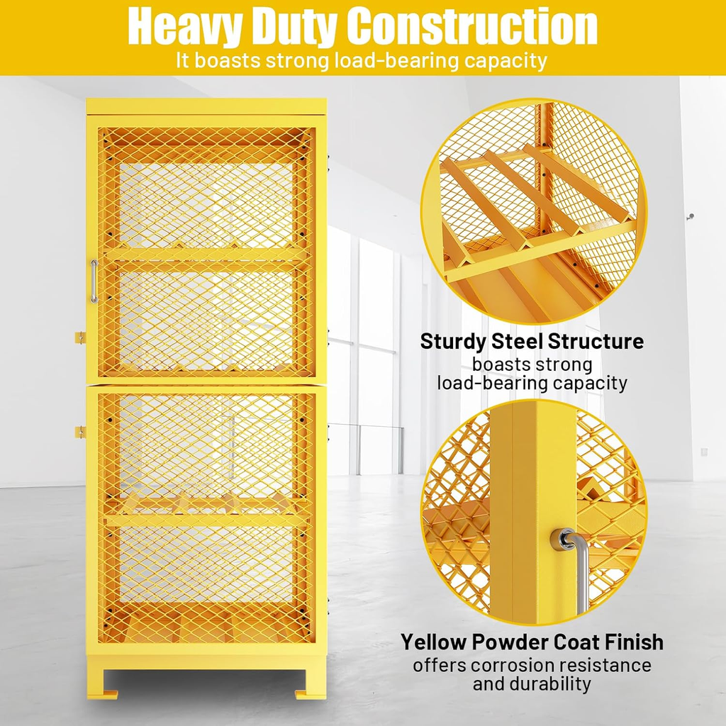 8-Cylinder Propane Tank Storage Cage, 30" L x 30" W x 71.7" H, Lockable Steel Cabinet