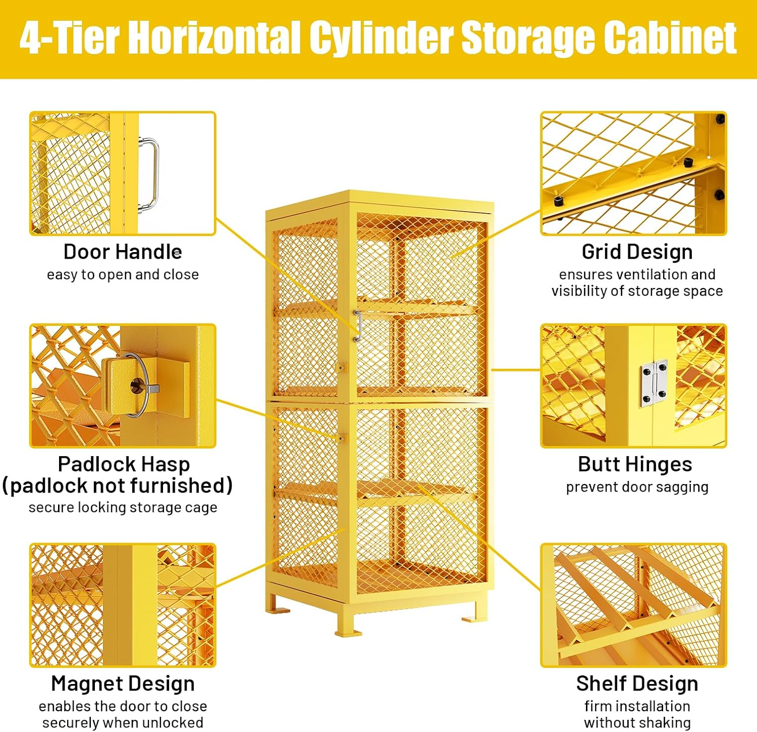 8-Cylinder Propane Tank Storage Cage, 30" L x 30" W x 71.7" H, Lockable Steel Cabinet